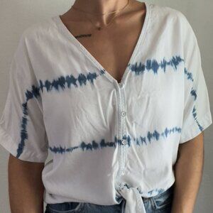 Cloth & Stone | White & Blue Striped Tencel Top – Airy Coastal Vibes